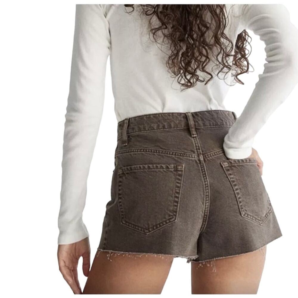 PacSun Vintage High Rise Brown Button Fly Frayed Hem Cutoff Shorts Size 27